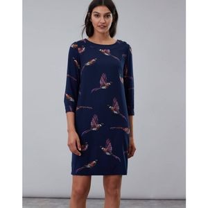 New Joules Boat Neck Woven Pheasant Dress Womens 8